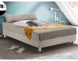 Postel Edith 140x200 cm, béžová strukturovaná látka/hnědá látka