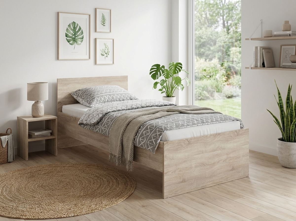 Postel ELISA 90 x 200 cm, dub sonoma Matrace: Bez matrace, Rošt: Bez roštu
