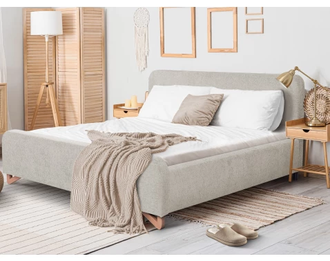 Postel Flamingo 180x200 cm, šedo-béžová strukturovaná tkanina