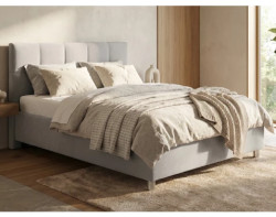 Postel Glory 140x200 cm, světle šedá látka, s matrací