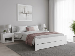 Postel IKAROS DOUBLE 160 x 200 cm, bílá Matrace: Bez matrace, Rošt: Bez roštu