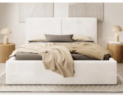 Postel Inez 180x200 cm, smetanově bílá strukturovaná látka