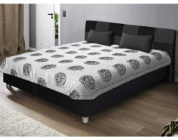 Postel Nice 180x200 cm, černá ekokůže/šedá tkanina, s matracemi