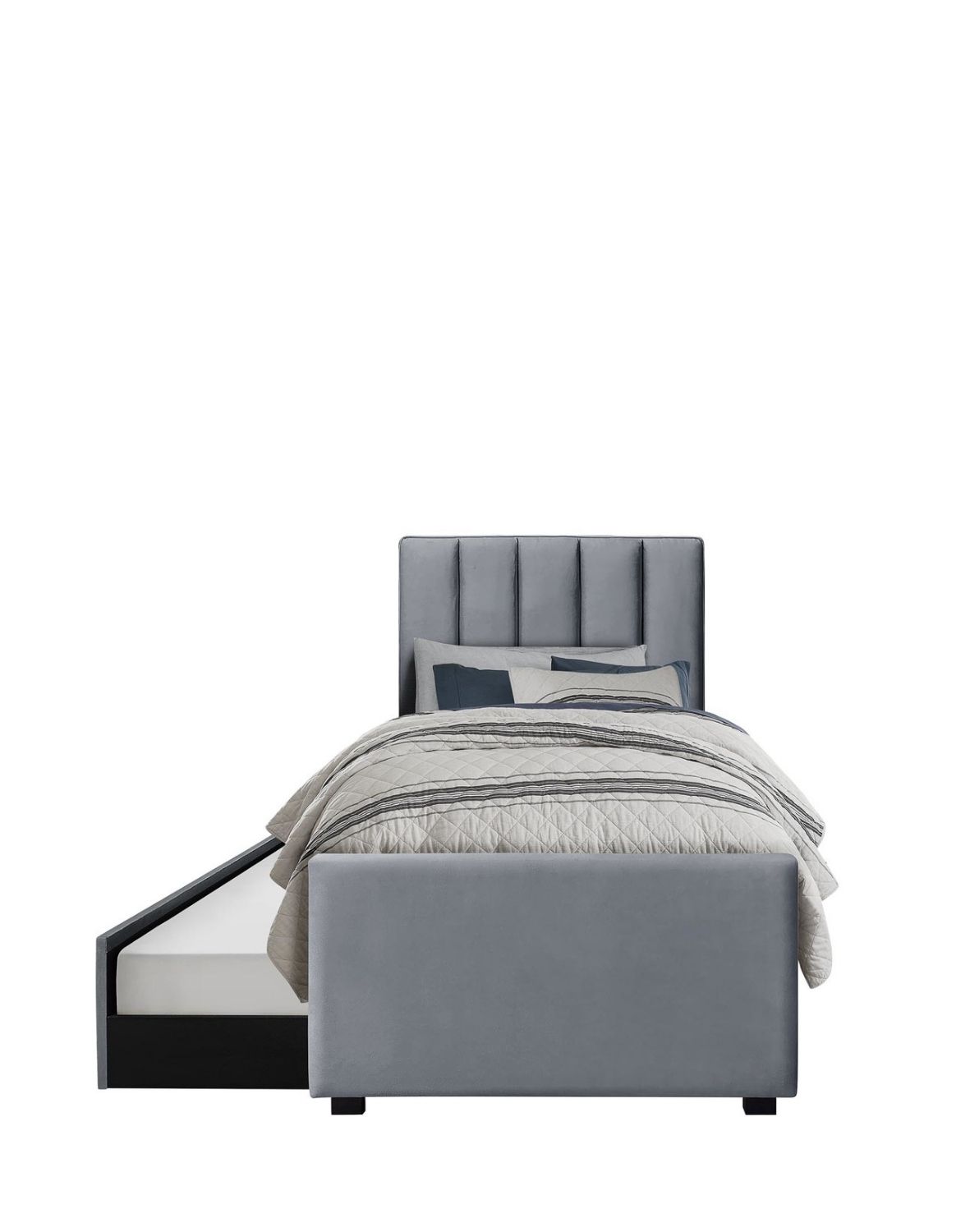 Postel pro mládež Russo 90x200, s přistýlkou, popelavá, velvet