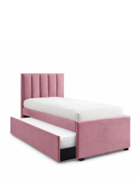 Postel pro mládež Russo 90x200, s přistýlkou, růžová, sametová
