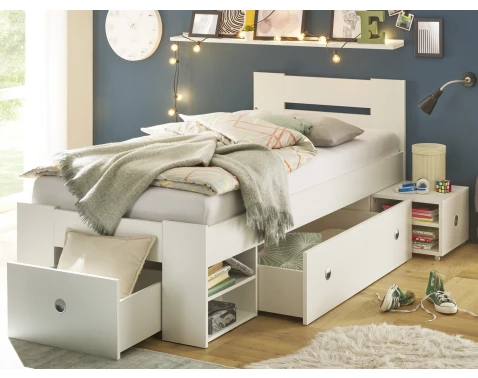 Postel s nočním stolkem Stefan 90x200 cm, celobílá