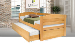 Postel z masivu K1 SOFA 90 PLNÁ PLUS buk natural s matrací ELASTIK - SET
