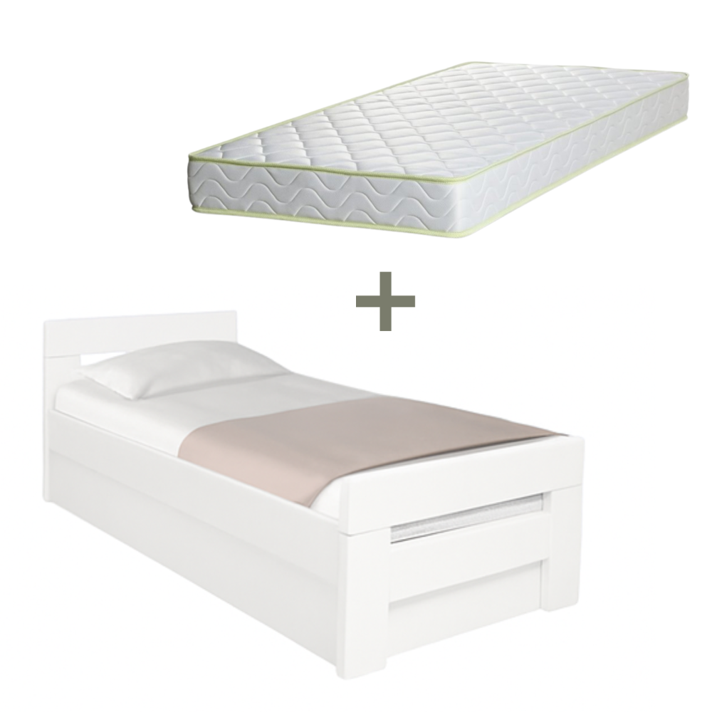Postel z masivu K2 BOX 90 buk natural  s matrací ELASTIK - SET