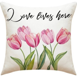 Povlak na polštář LOVE LIVES HERE 45x45 cm, krémový
