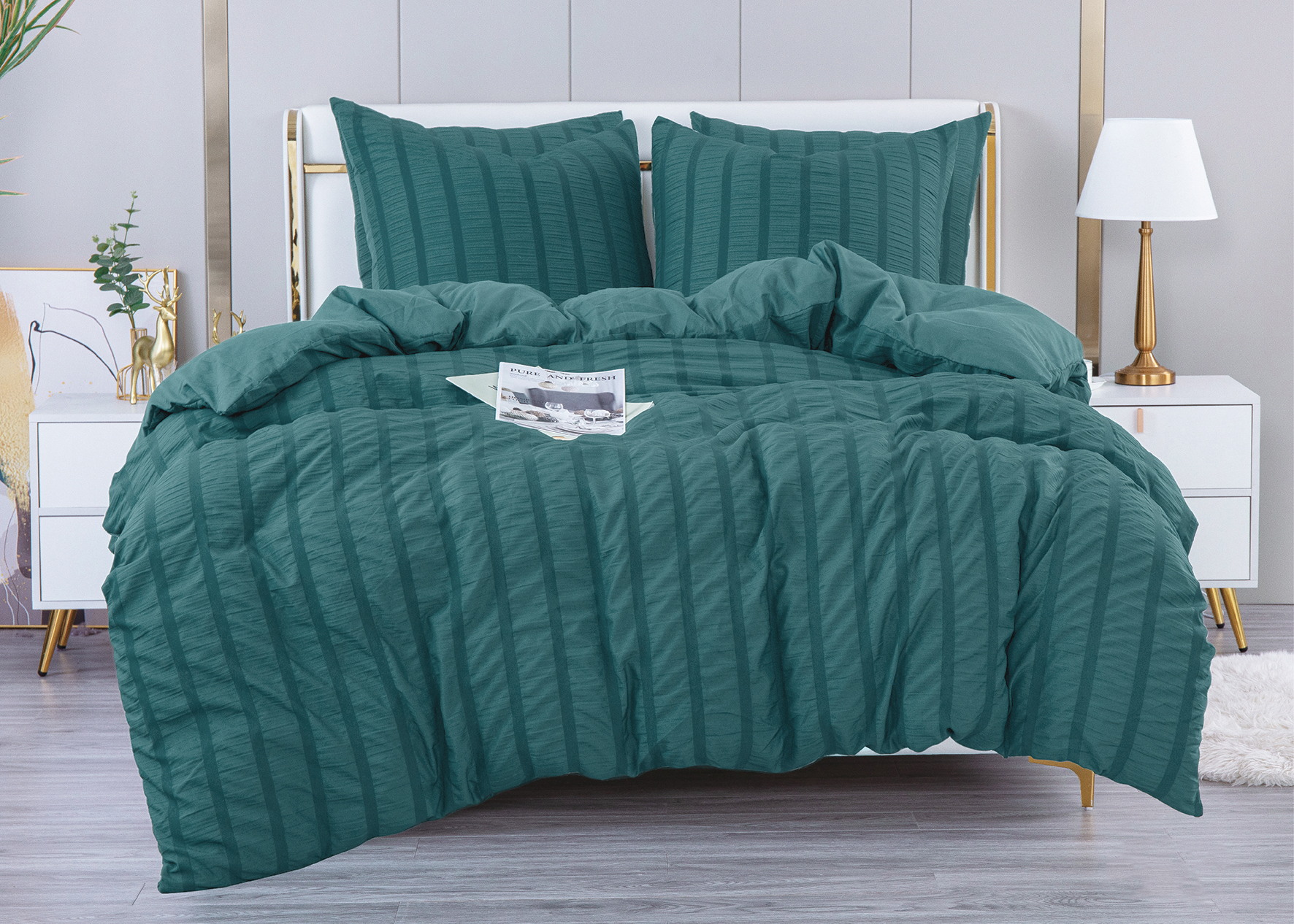 Povlečení z mikrovlákna s vaflovou strukturou WAFFLE zelenomodré