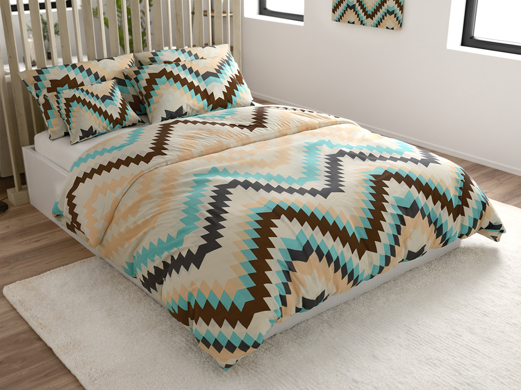 Povlečení z Renforcé bavlny DIAGRAM krémové Rozměr povlečení: 70 x 90 cm | 140 x 200 cm