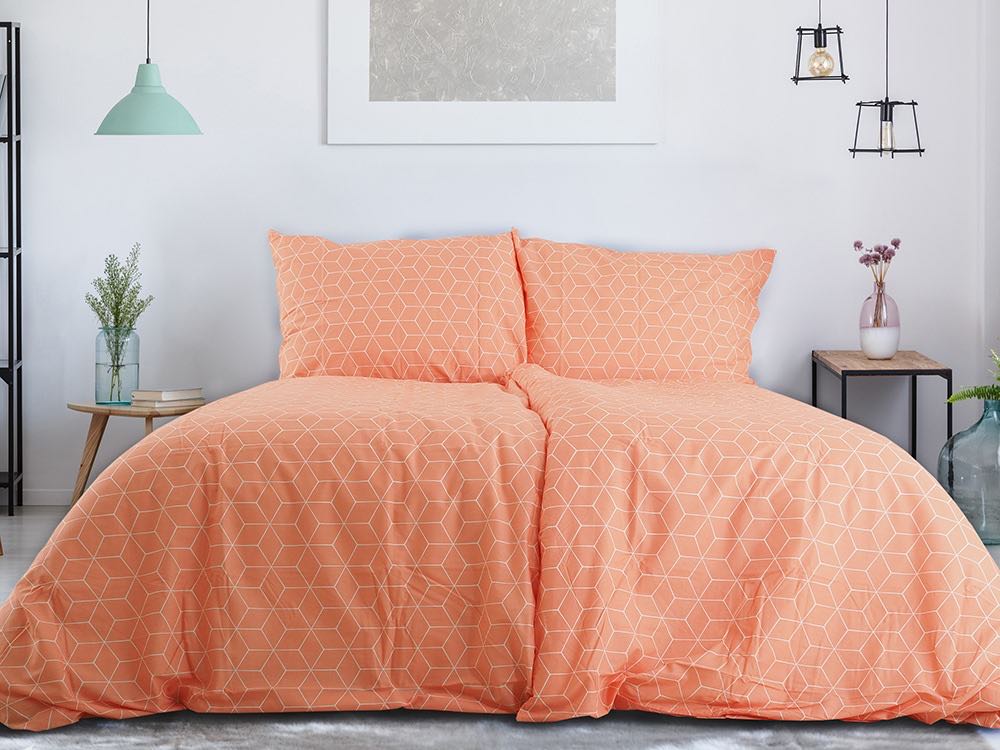 Povlečení z Renforcé bavlny OKTAGON oranžové Rozměr povlečení: 2 ks 70 x 90 cm | 200 x 220 cm