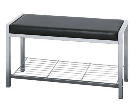 Předsíňová lavice s přihrádkou na boty Enya, šedá/černý sedák