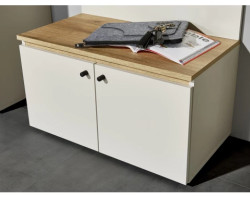 Předsíňová lavice s úložným prostorem Lime 70 cm, béžová kašmír/dub evoke