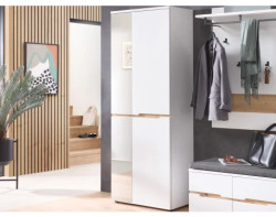 Předsíňová šatní skříň se zrcadlem Memphis, 65 cm, bílá/dub artisan