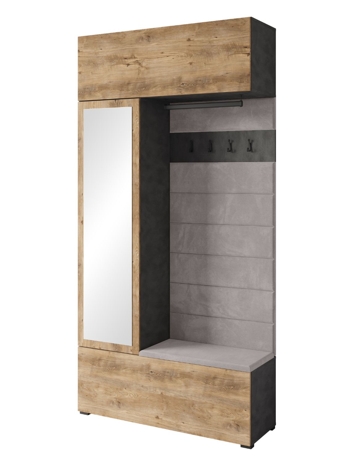 Předsíňová stěna se sedákem 115 cm Tejo matera/kaštan (TEJ009TX+TEJ244)