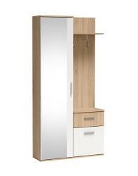 Předsíňová stěna se zrcadlem a botníkem Lux 97 cm - dub sonoma/bílá