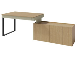 Psací stůl s komodou Lucky, eukalyptově zelená/baltský dub