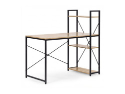 Psací stůl s regálem LOFTY 120x60 cm, černý / dekor dub
