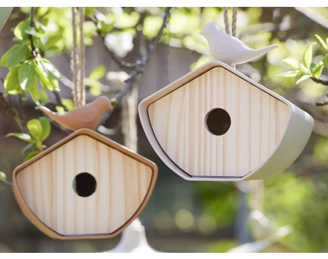 Ptačí budka (mix barev) bambusová vláknina, 16 cm