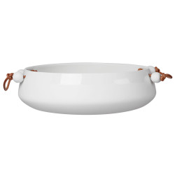 Räder Bílá porcelánová miska s koženou rukojetí