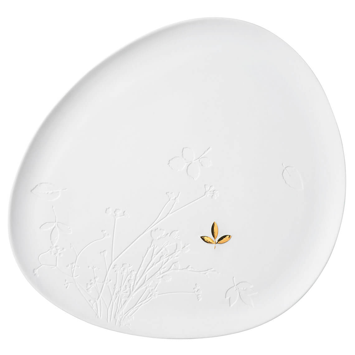 Räder Bílý porcelánový talíř GOLD LEAF, velký