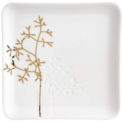Räder Bílý porcelánový talíř GOLD TWIG, malý