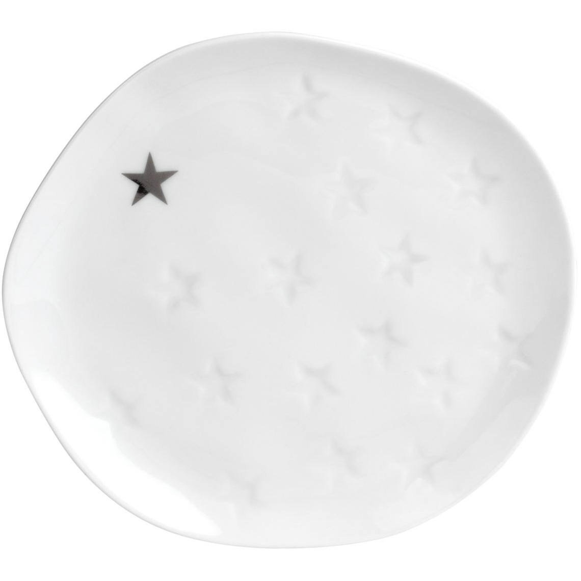 Räder Bílý porcelánový talíř HVĚZDY, malý