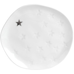 Räder Bílý porcelánový talíř HVĚZDY, malý