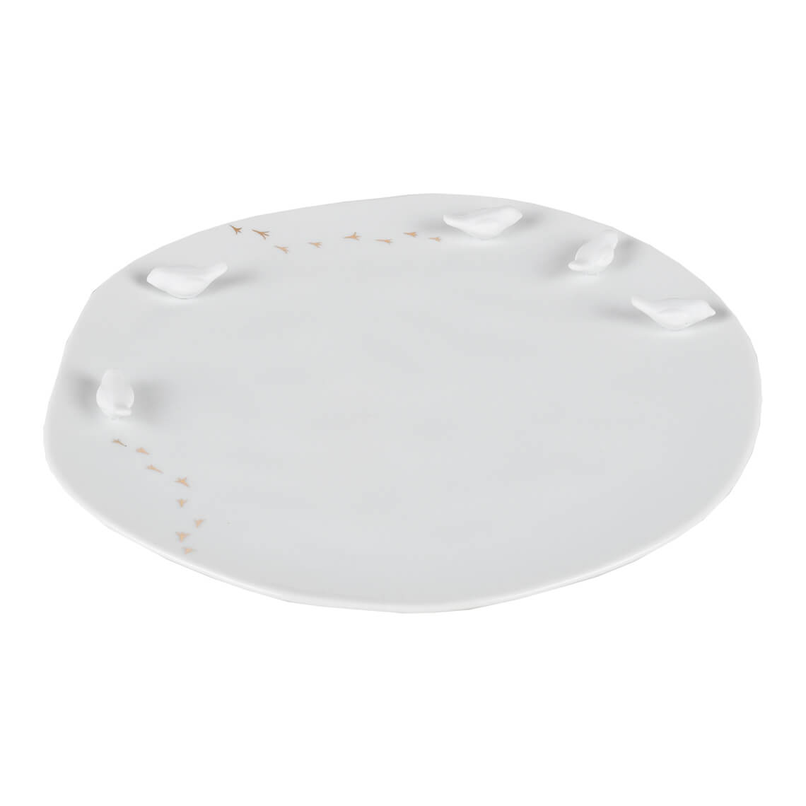 Räder Bílý porcelánový talíř s 3D prvky PTÁCI, střední