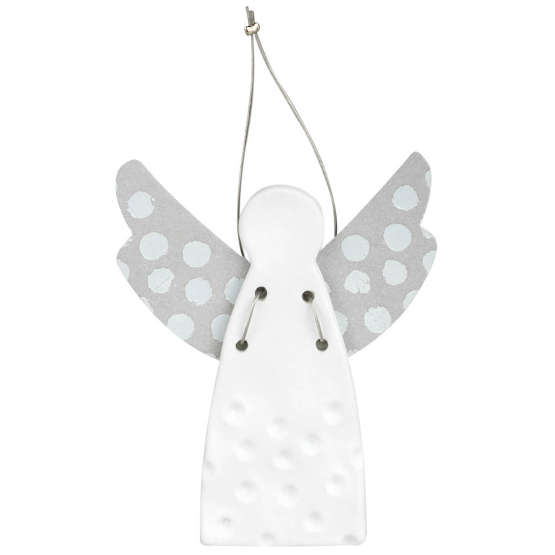 Räder Porcelánový mini anděl DOTS SILVER, závěsný