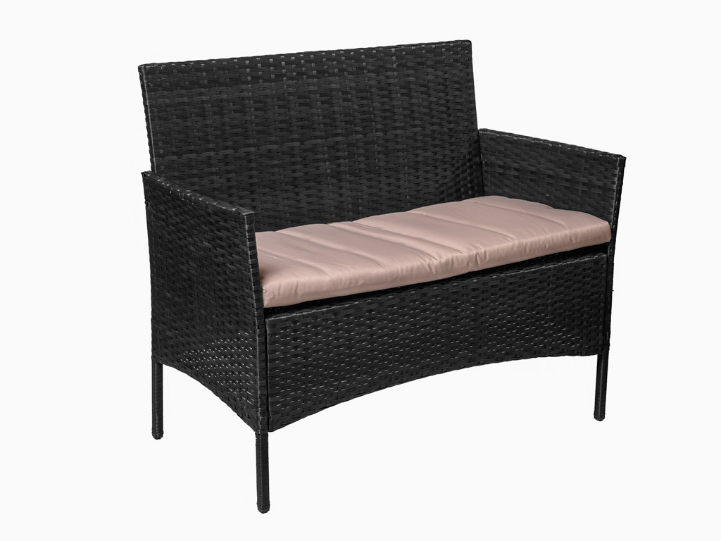 Ratanová zahradní pohovka TURIA, černá