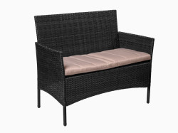 Ratanová zahradní pohovka TURIA, černá