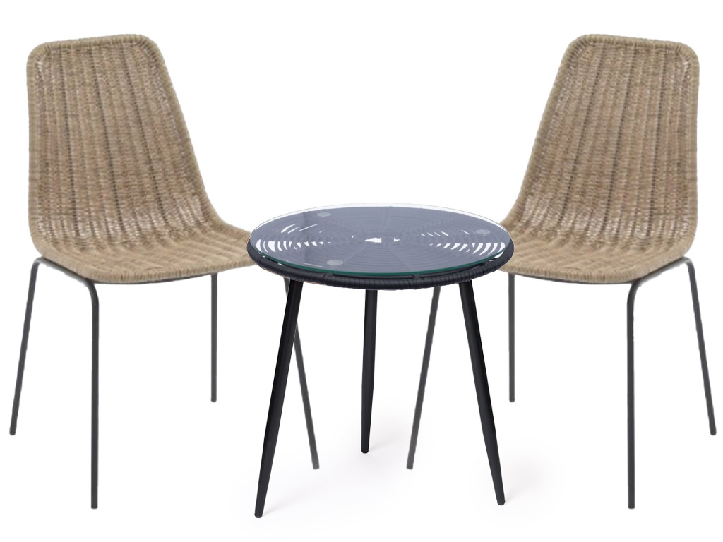 Ratanový balkonový set ADALYN černý