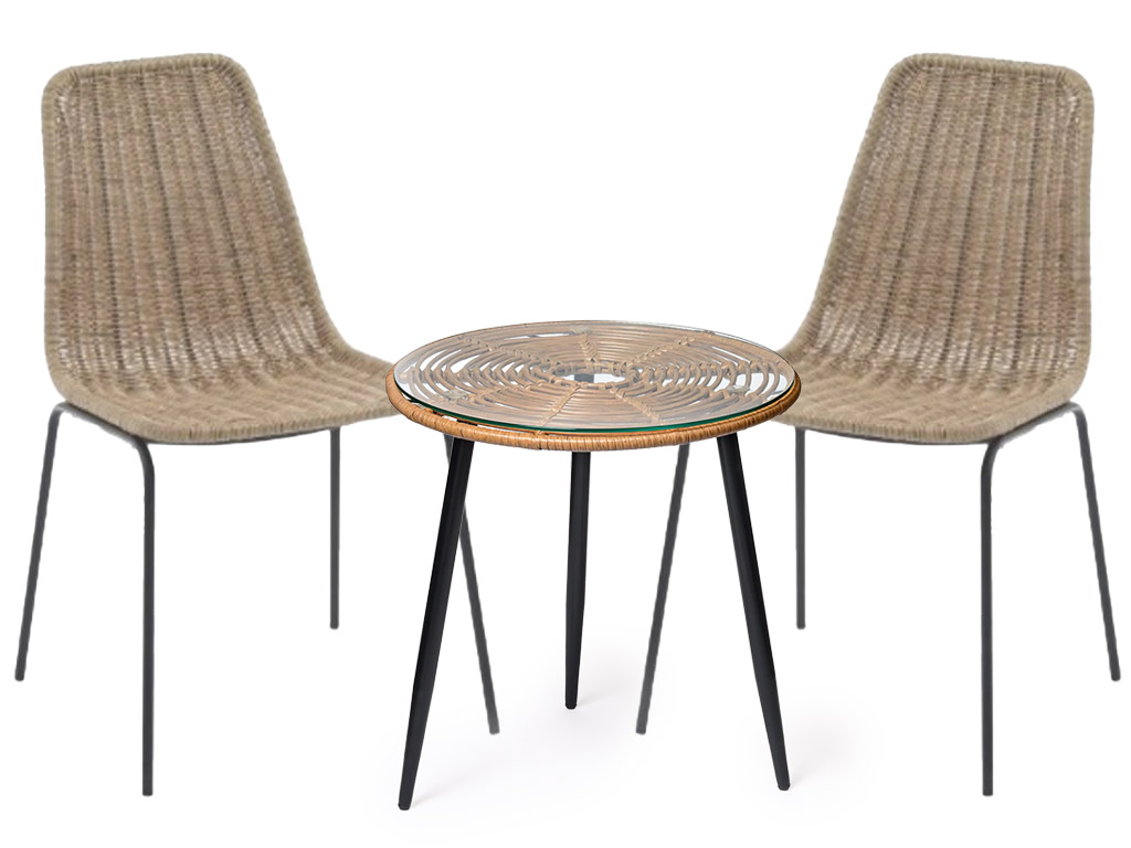 Ratanový balkonový set ADALYN hnědý