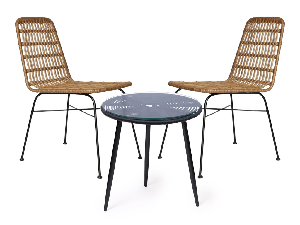 Ratanový balkonový set MILA černý