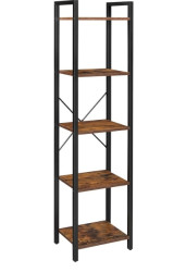 Regál TAYLOR hnědý s černou konstrukcí, 5 polic