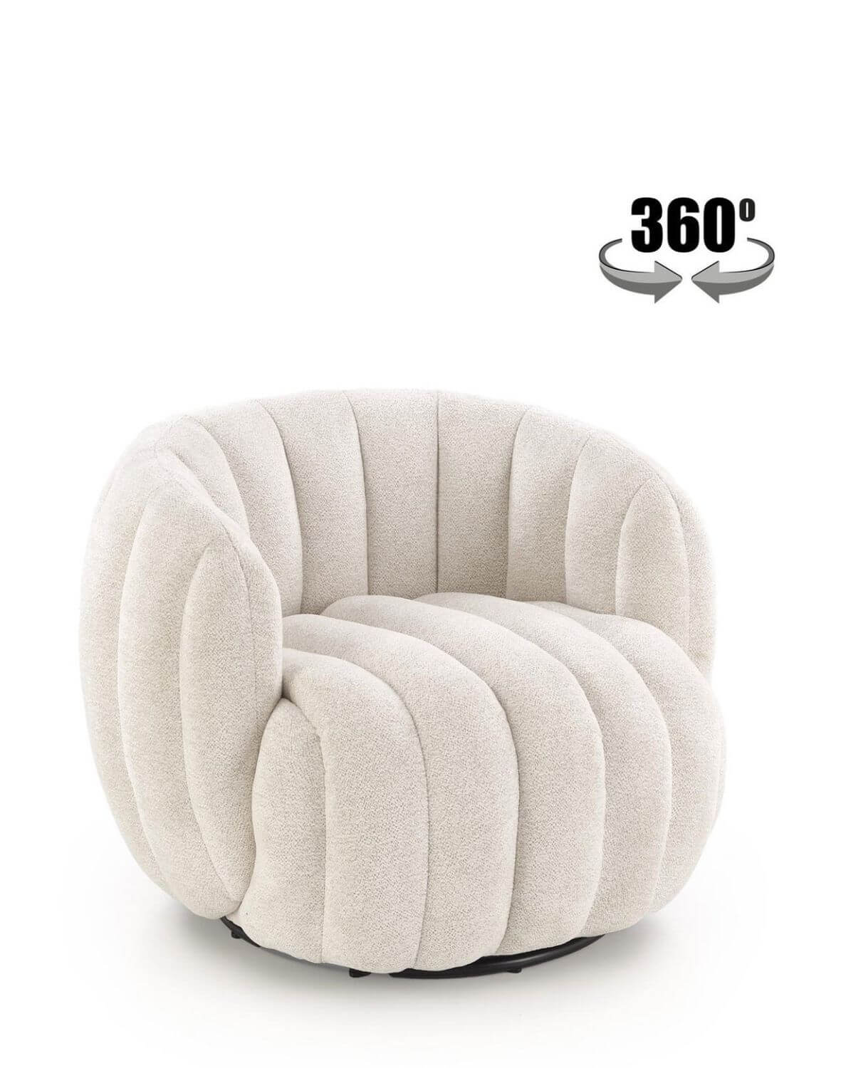 Relaxační křeslo Fraser, otočné 360°, krémové