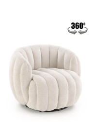 Relaxační křeslo Fraser, otočné 360°, krémové