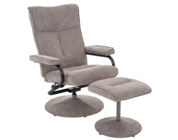 Relaxační křeslo s taburetem Alfa, šedá-béžová látka