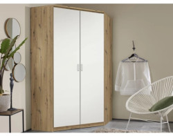 Rohová šatní skříň Bremen, dub artisan/bílá