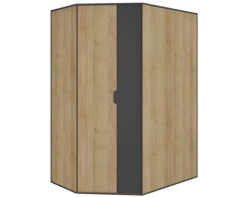 Rohová šatní skříň Nemo, dub/grafit