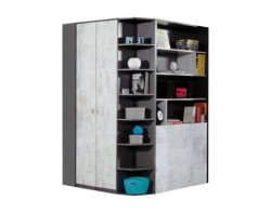 Rohová šatní skříň Terrano, šedá/enigma