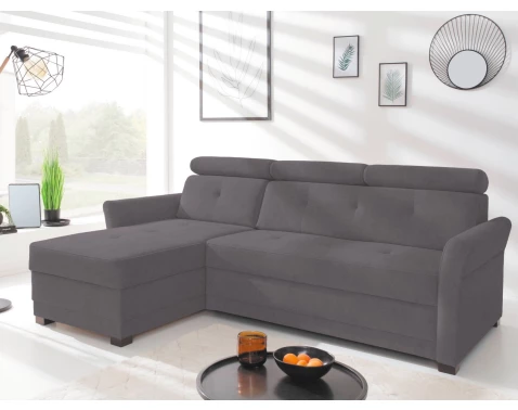 Rohová sedací souprava Harris, tmavě šedá tkanina, levý roh