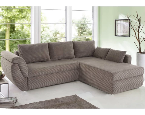Rohová sedací souprava Torgau, šedo-hnědá taupe strukturovaná látka