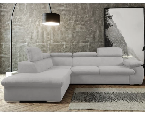 Rohová sedací souprava Viera, světle šedá strukturovaná látka, levý roh