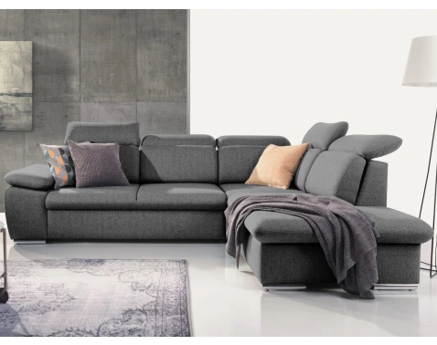 Rohová sedačka Aldon, dýmově šedá strukturovaná látka, pravý roh