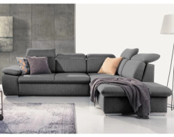 Rohová sedačka Aldon, dýmově šedá strukturovaná látka, pravý roh