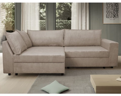 Rohová sedačka Brian, béžová strukturovaná látka