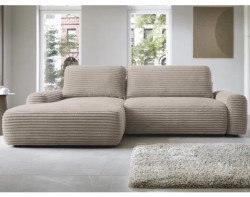 Rohová sedačka Cord, šedo-béžová taupe strukturovaná látka, levý roh